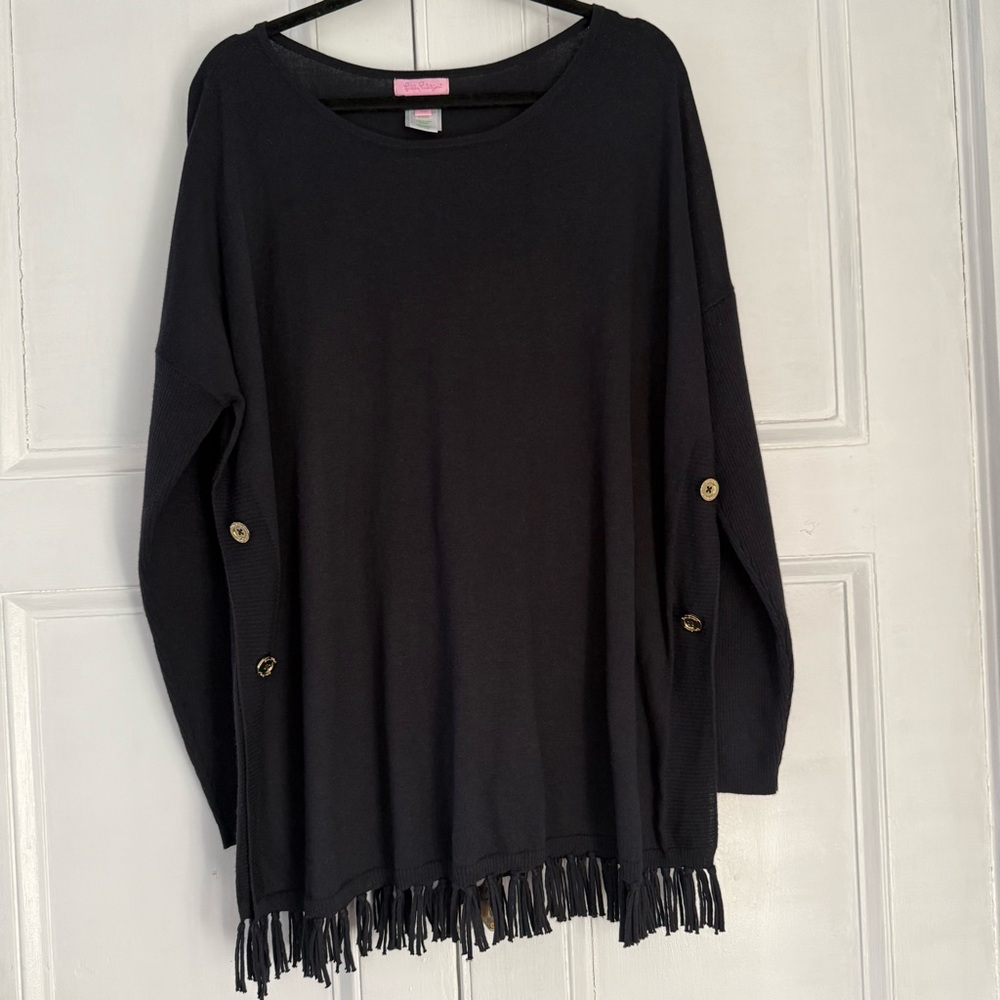 Lilly Pulitzer NWT Black with Gold Buttons Ramona Sweater - XL